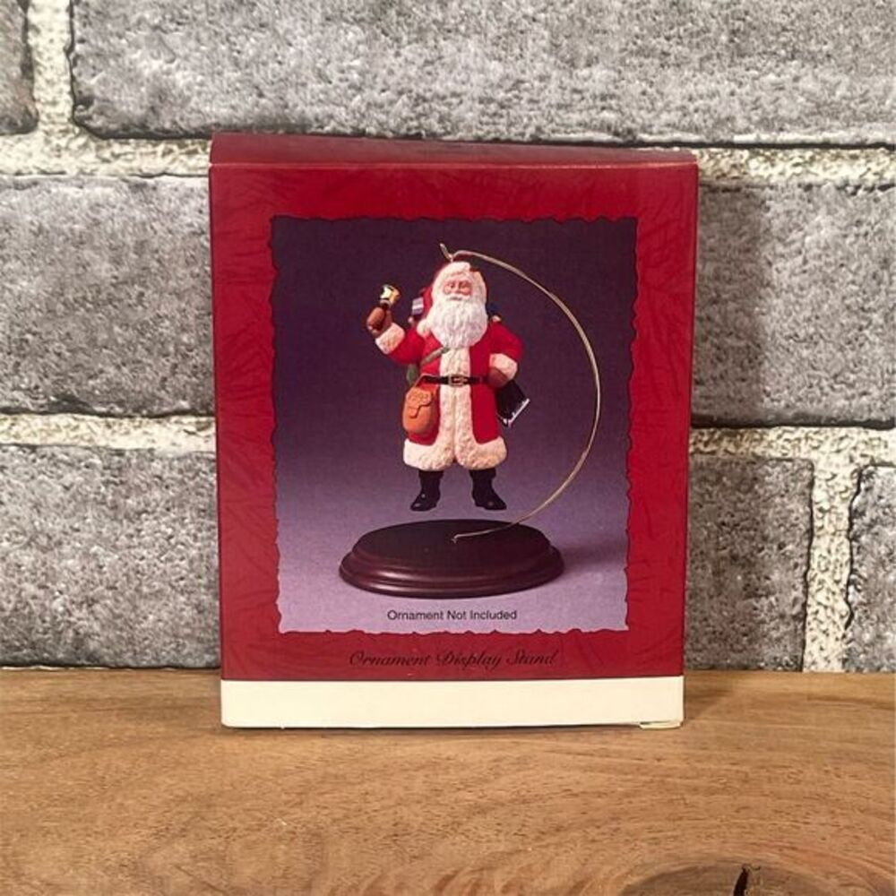 Hallmark Ornament Display Stand Brown Solid Wood Base Holiday Decor